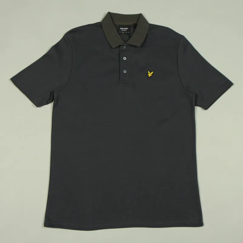 Lyle and Scott Tonal Texture Polo Shirt - Gunmetal
